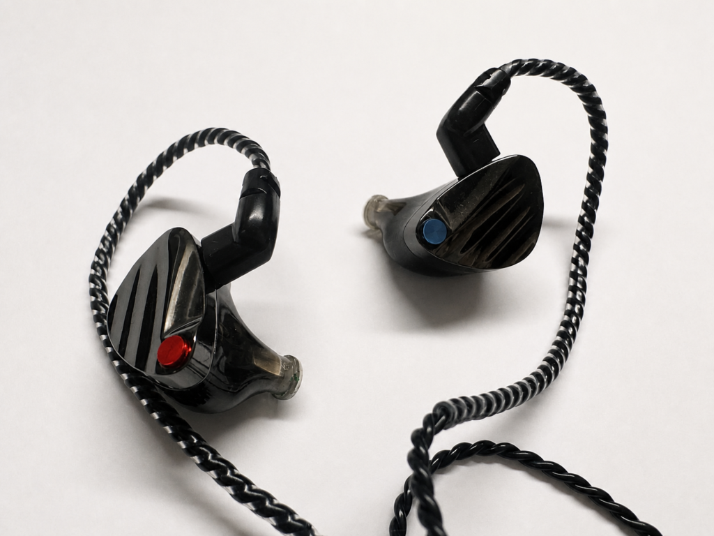 Black TinHiFi HUO hybrid in-ear monitors with braided cable